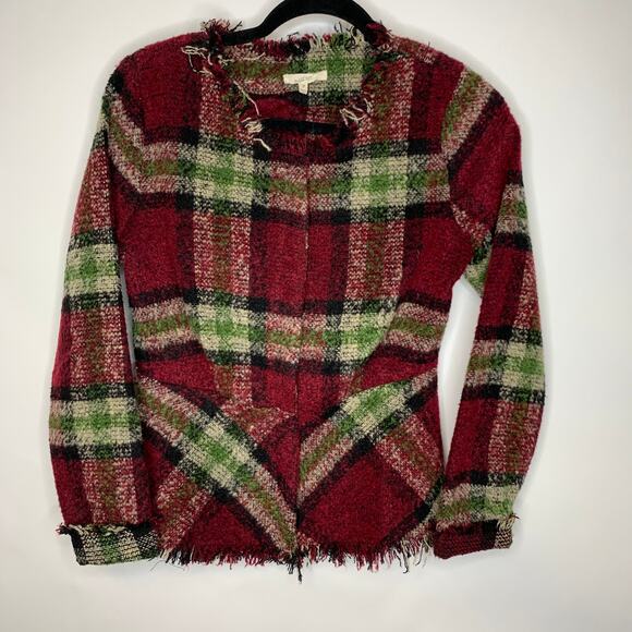 Mystree Plaid Raw Hem Fringe Blazer Sz Small - Picture 1 of 7